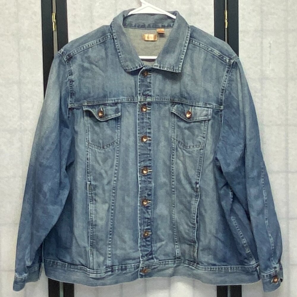 Vintage NorthCrest 2X Denim Bomber Jacket Medium Wash Jean Waistband Long Sleeve
